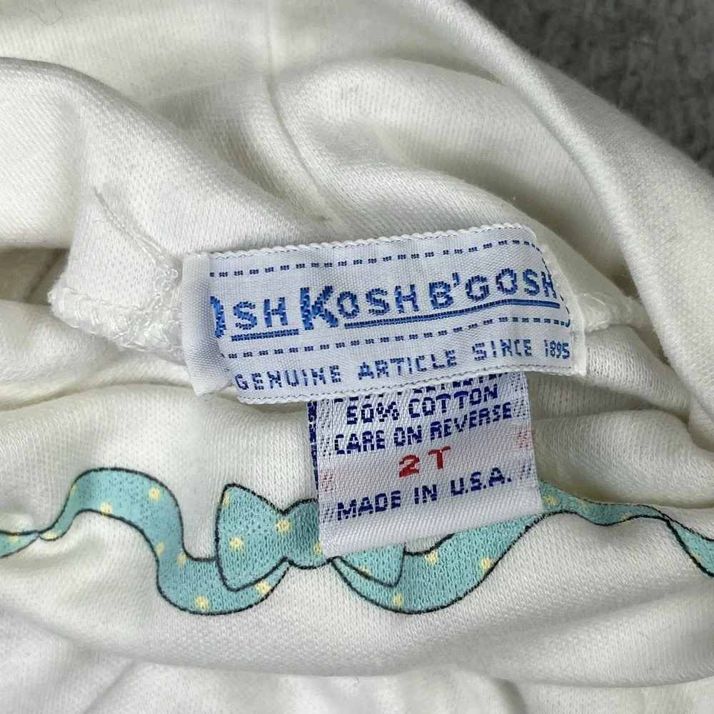 Vintage OshKosh B'Gosh Blue White Doll Turtleneck Ruffle Shoulders USA Size 2T